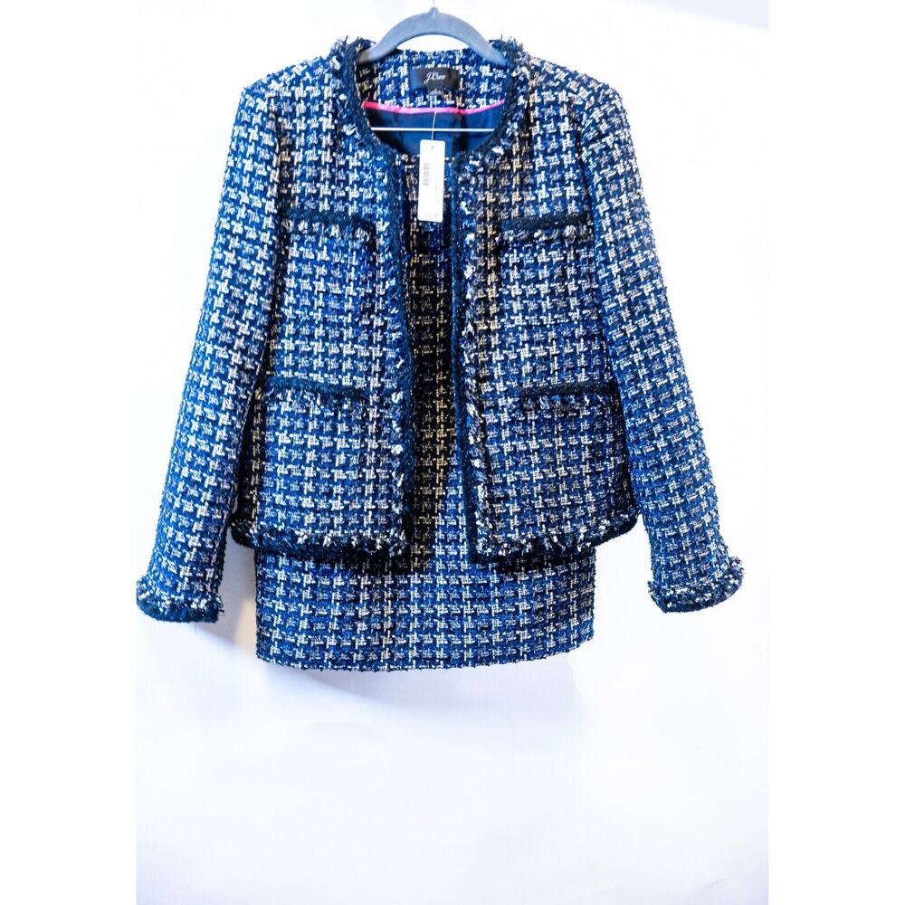 JCrew Women's Tweed Suit Set of 3 Blue/Black/White/Silver Size 4